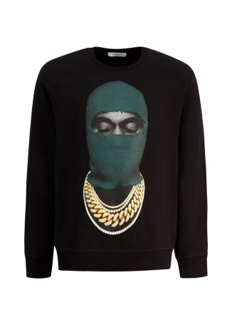 Black hooded cotton sweatshirt