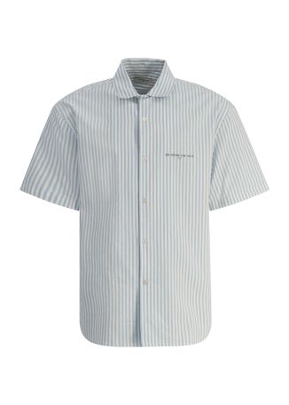 Blue striped cotton-blend shirt