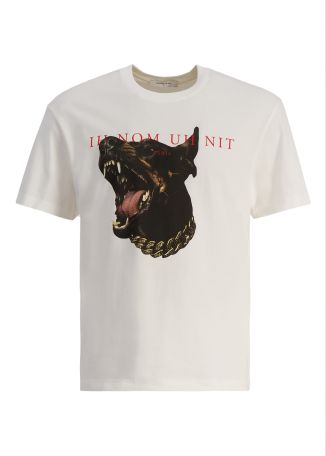 Beige printed cotton-blend shirt