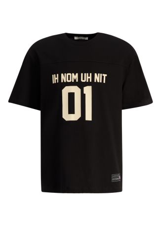 Black printed cotton t-shirt