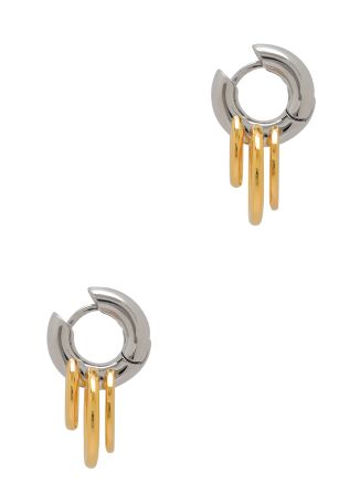 Pierced huggies two-tone hoop earrings