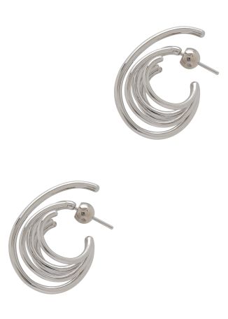 Orbit silver layered hoop earrings