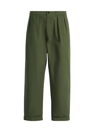 Hatha green straight-leg cotton trousers