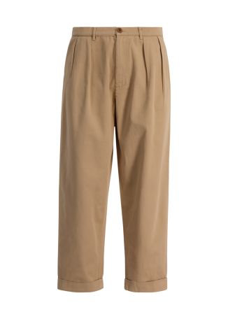 Hatha beige straight-leg cotton trousers