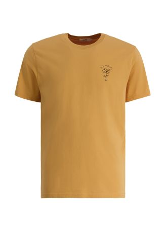 Botanical yellow printed cotton t-shirt