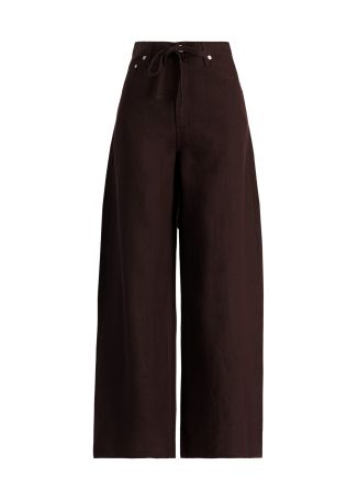 Brynn brown wide-leg linen trousers