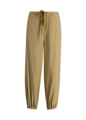 Bubble green tapered-leg wool-blend trousers
