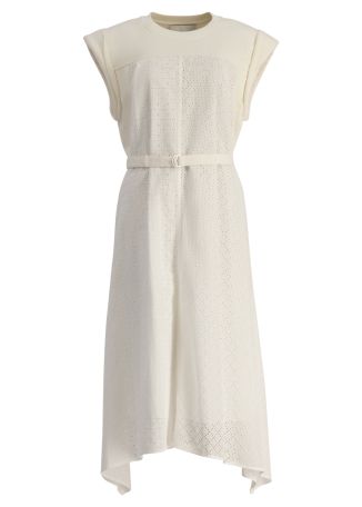 White broderie-anglaise cotton midi dress