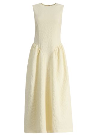 Yellow floral-jacquard mini dress