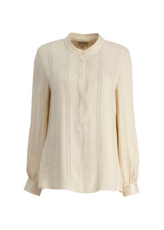 Hera beige textured silk-blend blouse