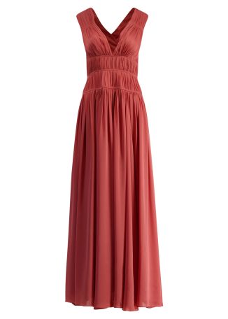 Boheme pink gathered silk gown