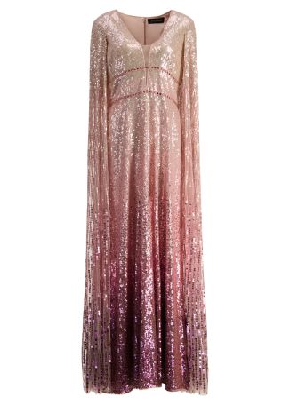 Easy prezi pink sequin-embellished tulle gown