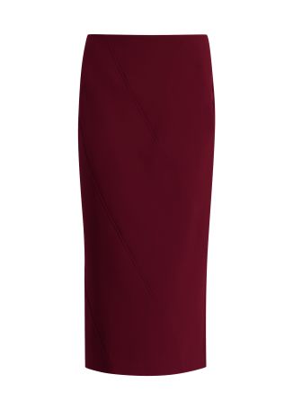 Iva burgundy panelled midi skirt
