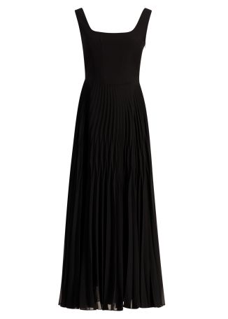 Mary black pleated maxi dress