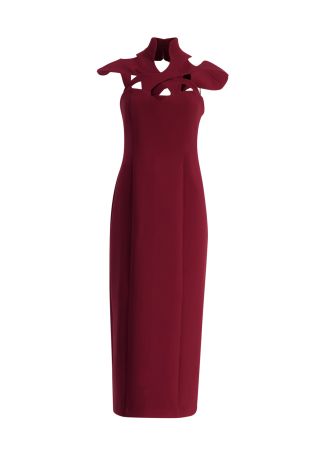 Vivienne burgundy cut-out midi dress
