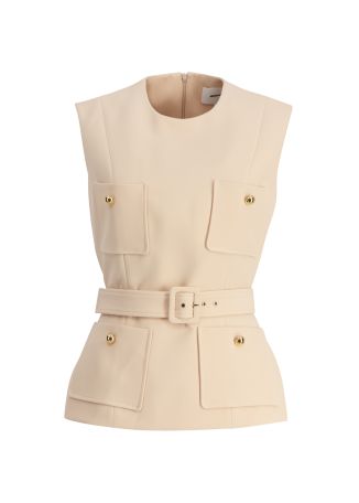 Becca beige belted vest
