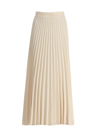 Beige pleated maxi skirt