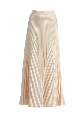 Beige pleated maxi skirt