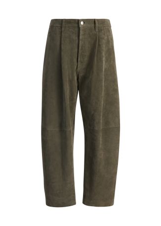 Grey wide-leg leather trousers