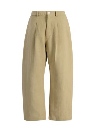 Roldan beige barrel-leg cotton-blend trousers