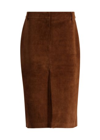 Brown suede midi skirt