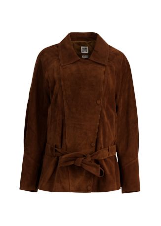 Brown belted suede jacket