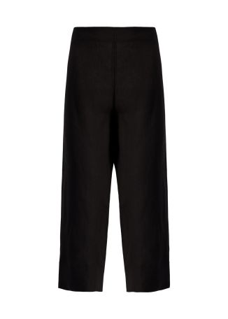 Black cropped linen trousers