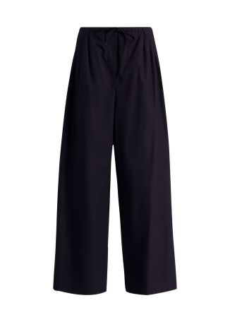 Navy straight-leg cotton trousers