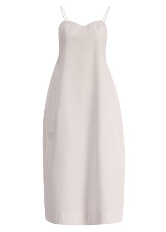 White sculpted cotton midi dress