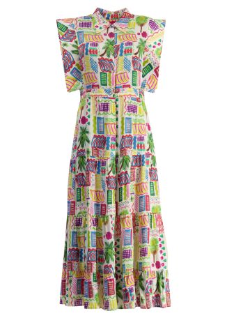 Lucero printed satin midi dress