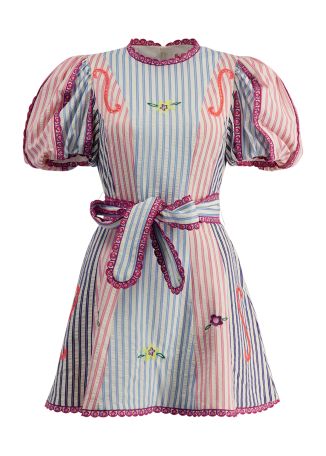 Rowan striped cotton-blend mini dress
