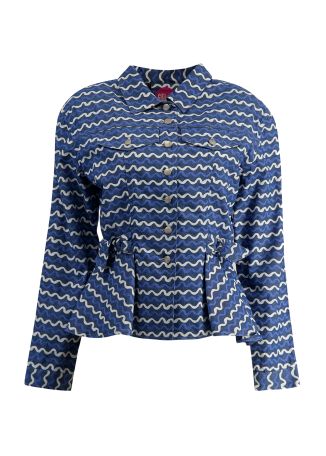 Blueberry wave printed cotton-blend jacket
