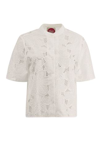 Lychee white floral-lace top
